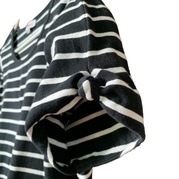 Calvin Klein Woman M Black White Stripe Puff Business Casual Comfy Classic - Picture 3 of 9